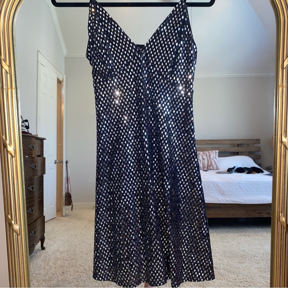 Disco ball - Silver mirror metallic accented dress. Nordstrom